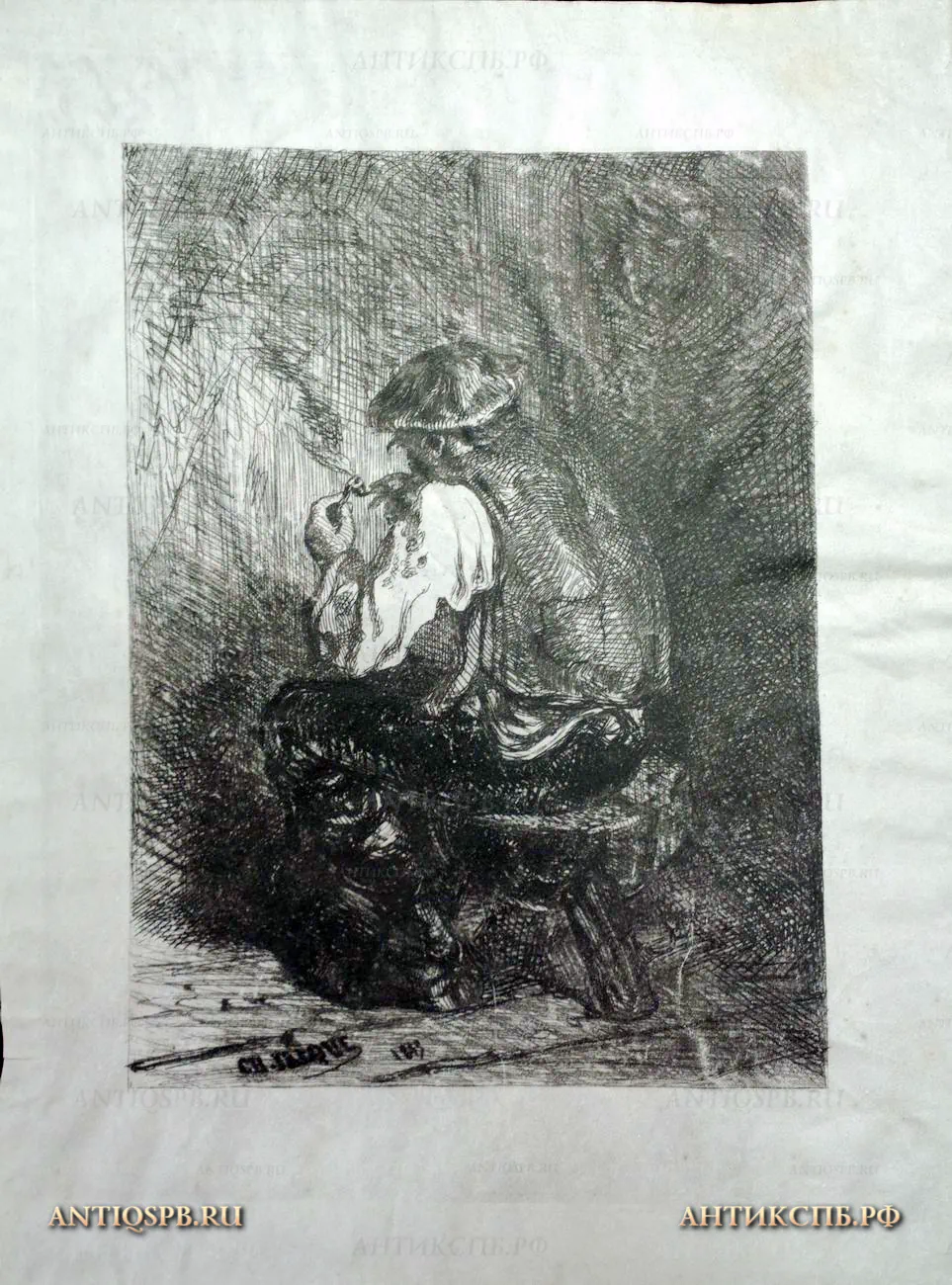 Офорт "Человек с трубкой". №17339.40